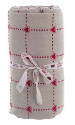 Blanc Mariclo tovaglia serie Amore di Chalet variante quadrotti e cuori cm. 140x180