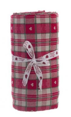 Blanc Mariclo tovaglia serie Amore di Chalet variante tartan e cuori cm. 140x180