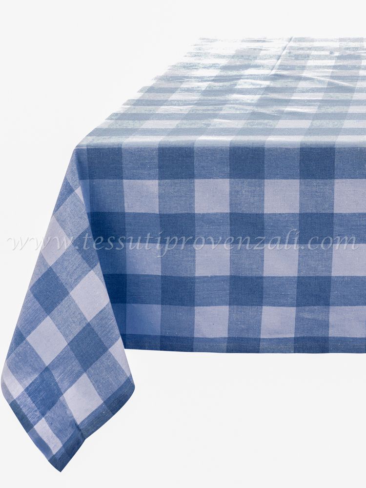 Blanc Mariclo tovaglia serie Bolgheri cm.150x190 colore blu e avorio chiaro