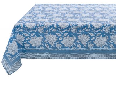 Blanc Mariclo tovaglia serie Fiori di Jaipur cm.145x180 colore celeste