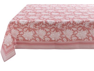 Blanc Mariclo tovaglia serie Fiori di Jaipur cm.145x180 colore rosa antico intenso