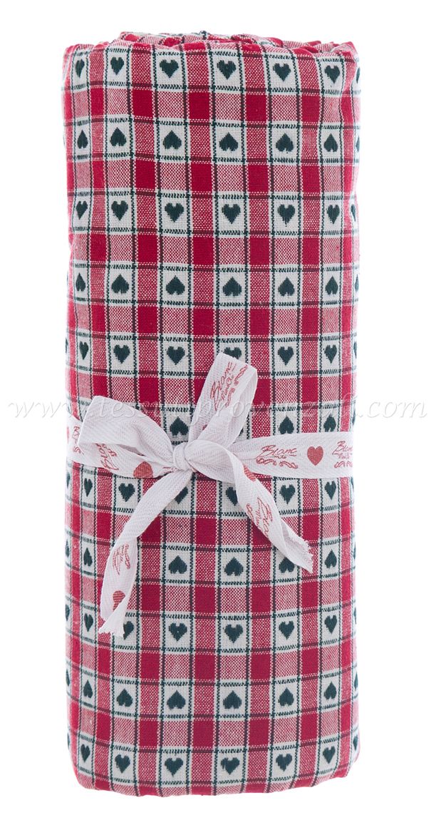 Blanc Mariclo tovaglia serie Nel cuore delle Alpi cm.140x180 variante quadretti e cuori