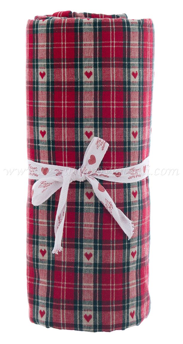 Blanc Mariclo tovaglia serie Nel cuore delle Alpi cm.140x270 variante tartan e cuori