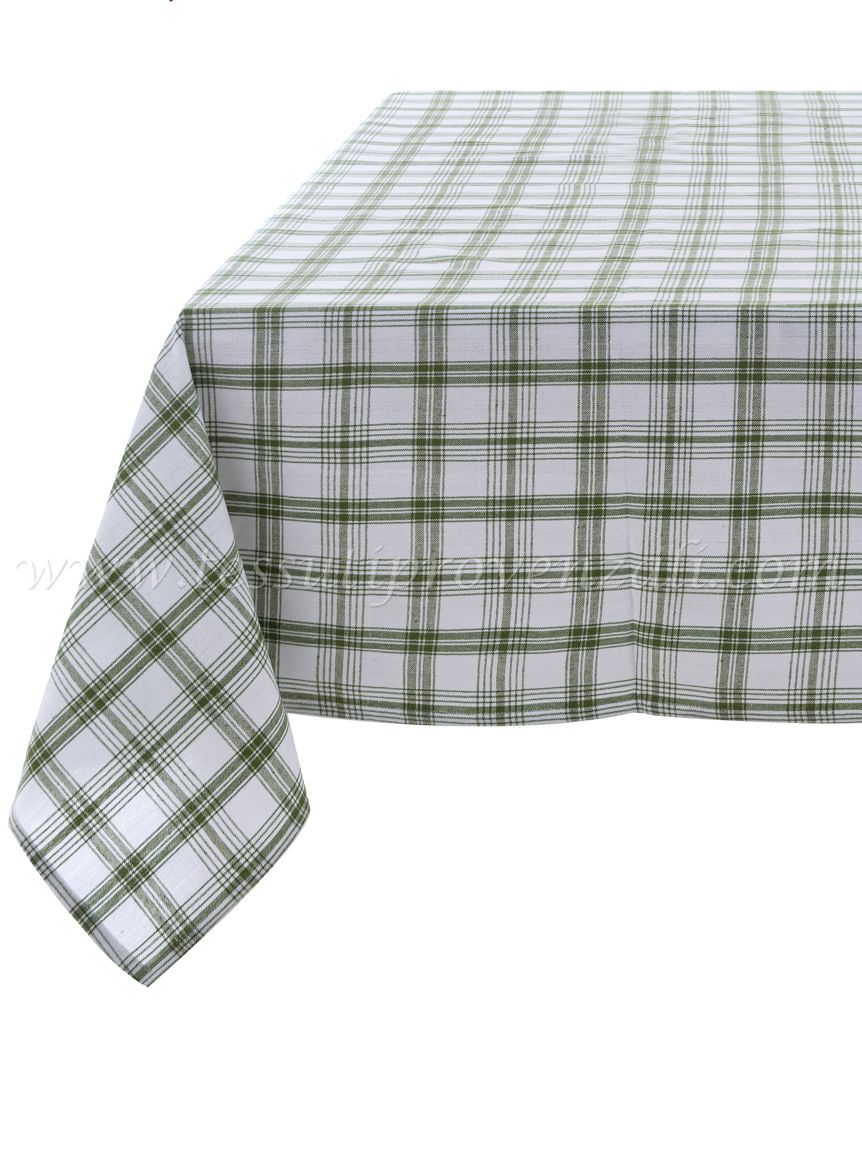 Blanc Mariclo tovaglia serie Osteria Chic variante madras verde cm.140x180