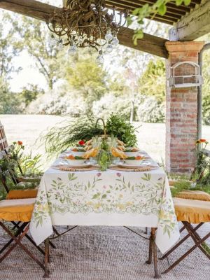 Blanc Mariclo' tovaglia serie Wild Flowers cm.150x300