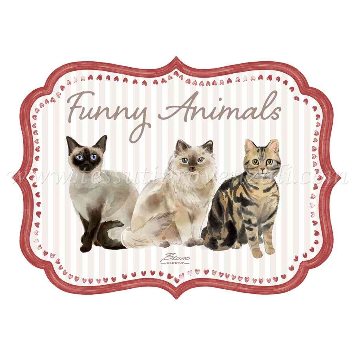 Blanc Mariclo tovaglietta in vinile serie Funny Animals cm.50x36 variante gatti