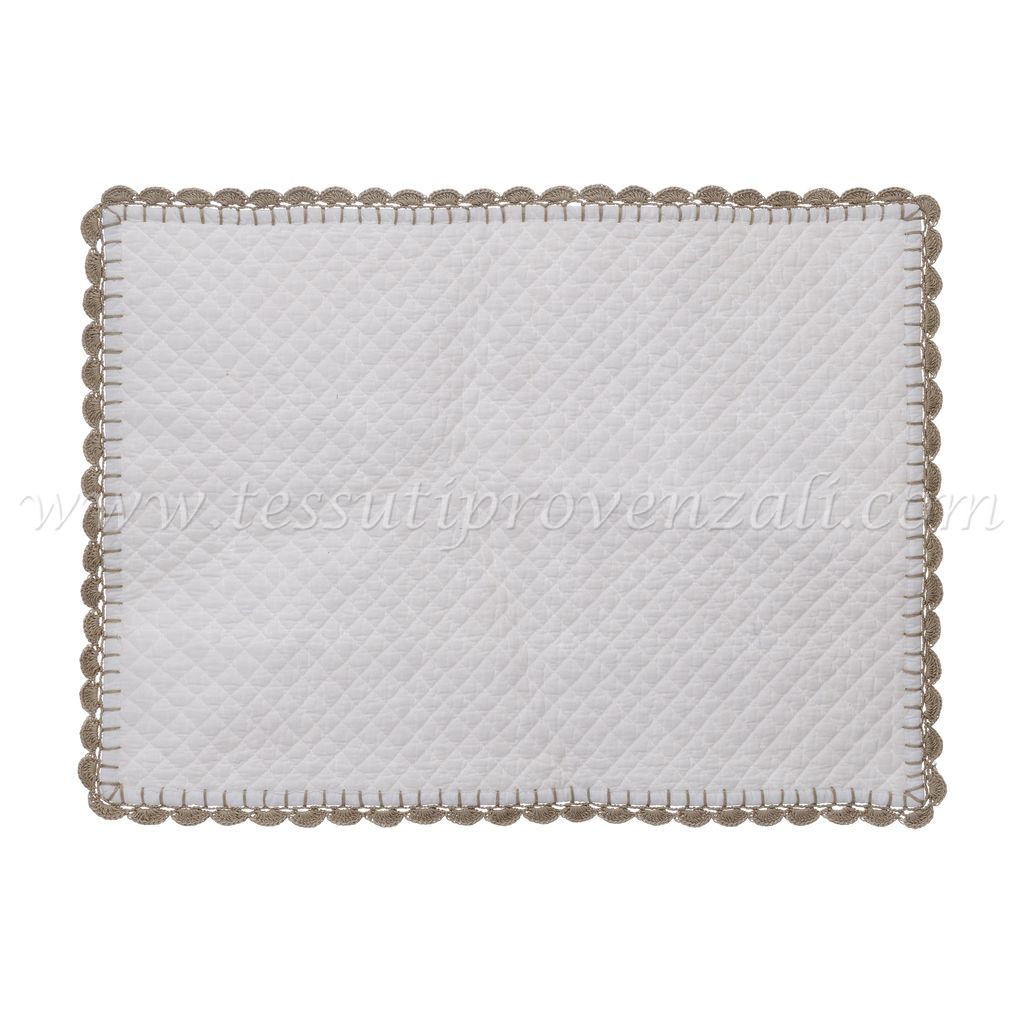 Blanc Mariclo tovaglietta rettangolare trapuntata serie Dentelle Carmen cm. 35x50 colore bianco