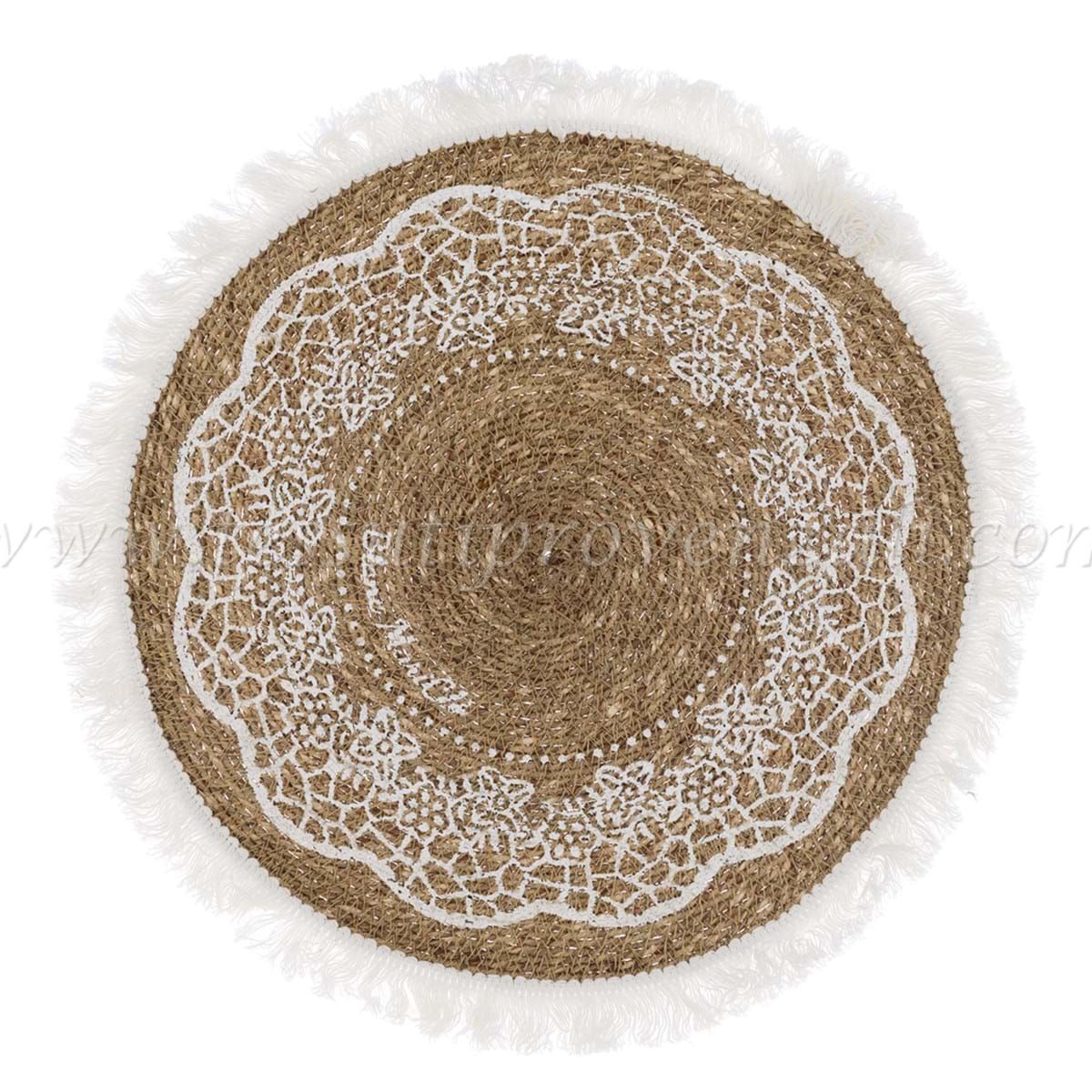 Blanc Mariclo tovaglietta rotonda paglia serie Intrecci diam. 38 cm.
