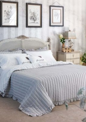 Blanc Mariclo trapuntino con federe serie Simple Pois matrimoniale colore grigio chiaro 