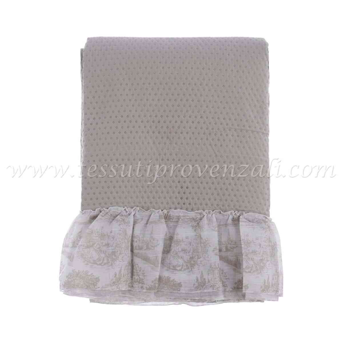 Blanc Mariclo trapuntino matrimoniale con balza Toile de Jouy colore beige