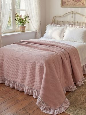 Blanc Mariclo trapuntino matrimoniale con balza Toile de Jouy colore rosa