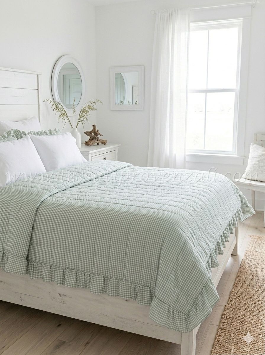 Blanc Mariclo trapuntino matrimoniale serie Sogno Vichy colore verde