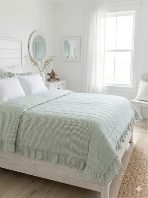 Blanc Mariclo trapuntino matrimoniale serie Sogno Vichy colore verde