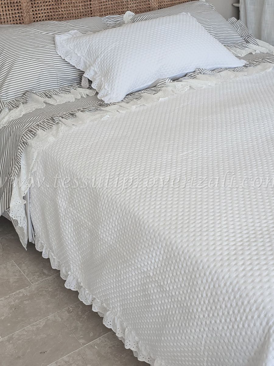 Blanc Mariclo trapuntino matrimoniale serie Tutu con volant pizzo