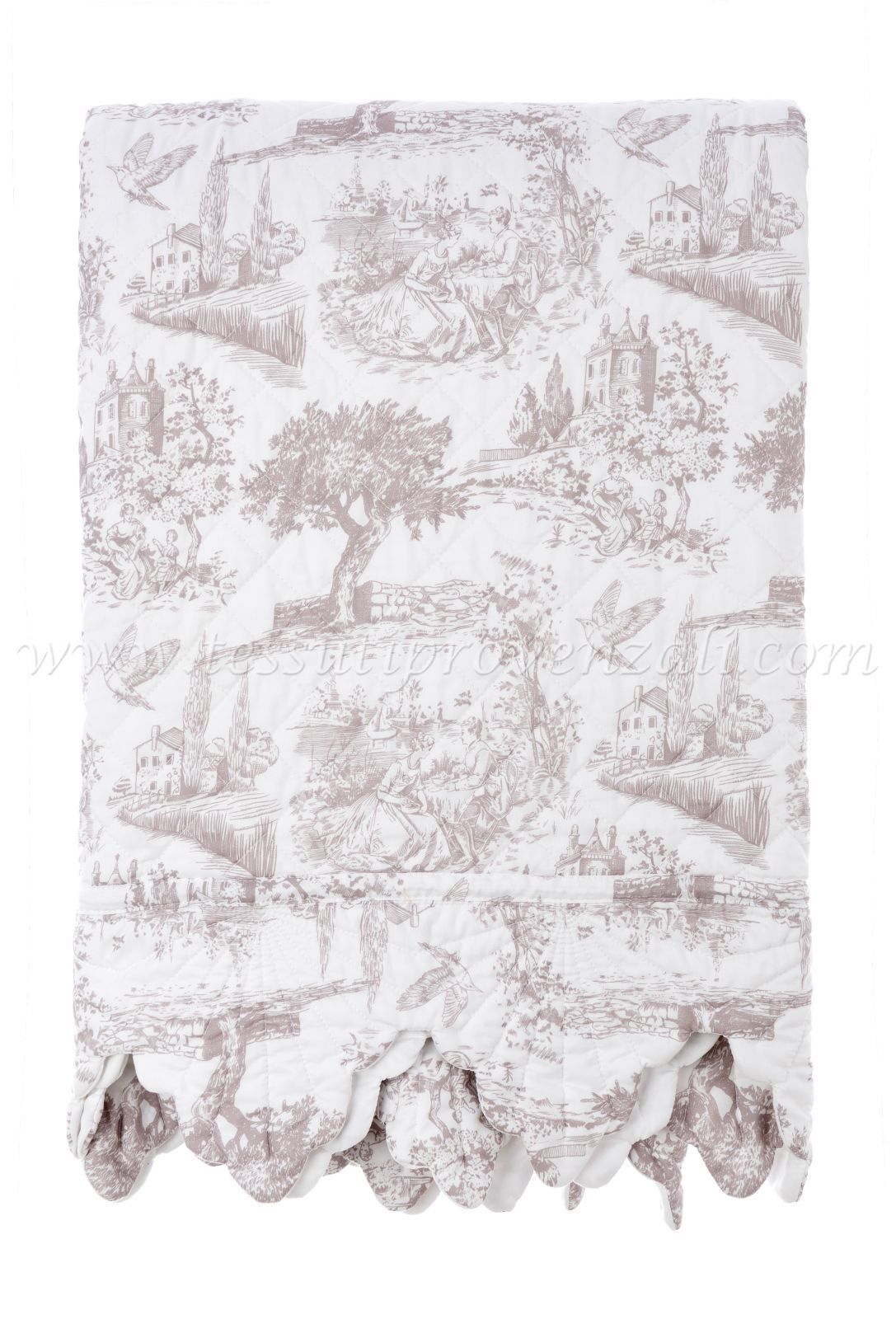 Blanc Mariclo trapuntino matrimoniale toile de jouy serie Toile Beige cm.250x250 shabby chic provenzale