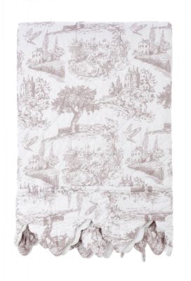 Blanc Mariclo trapuntino matrimoniale toile de jouy serie Toile Beige cm.250x250 shabby chic provenzale