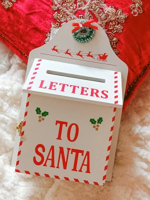 Boltze cassetta in legno per lettera di Babbo Natale cm.14,5x21 h. colore bianco