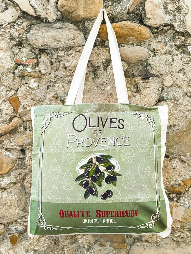 Borsa/ tote bag in cotone Coton Blanc serie Olives de Provence