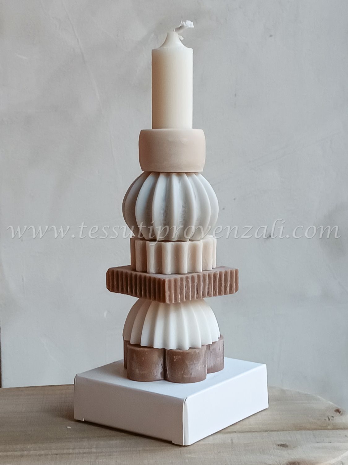 Candela componibile Luminlique con scatola variante colori neutri misura media altezza cm.19