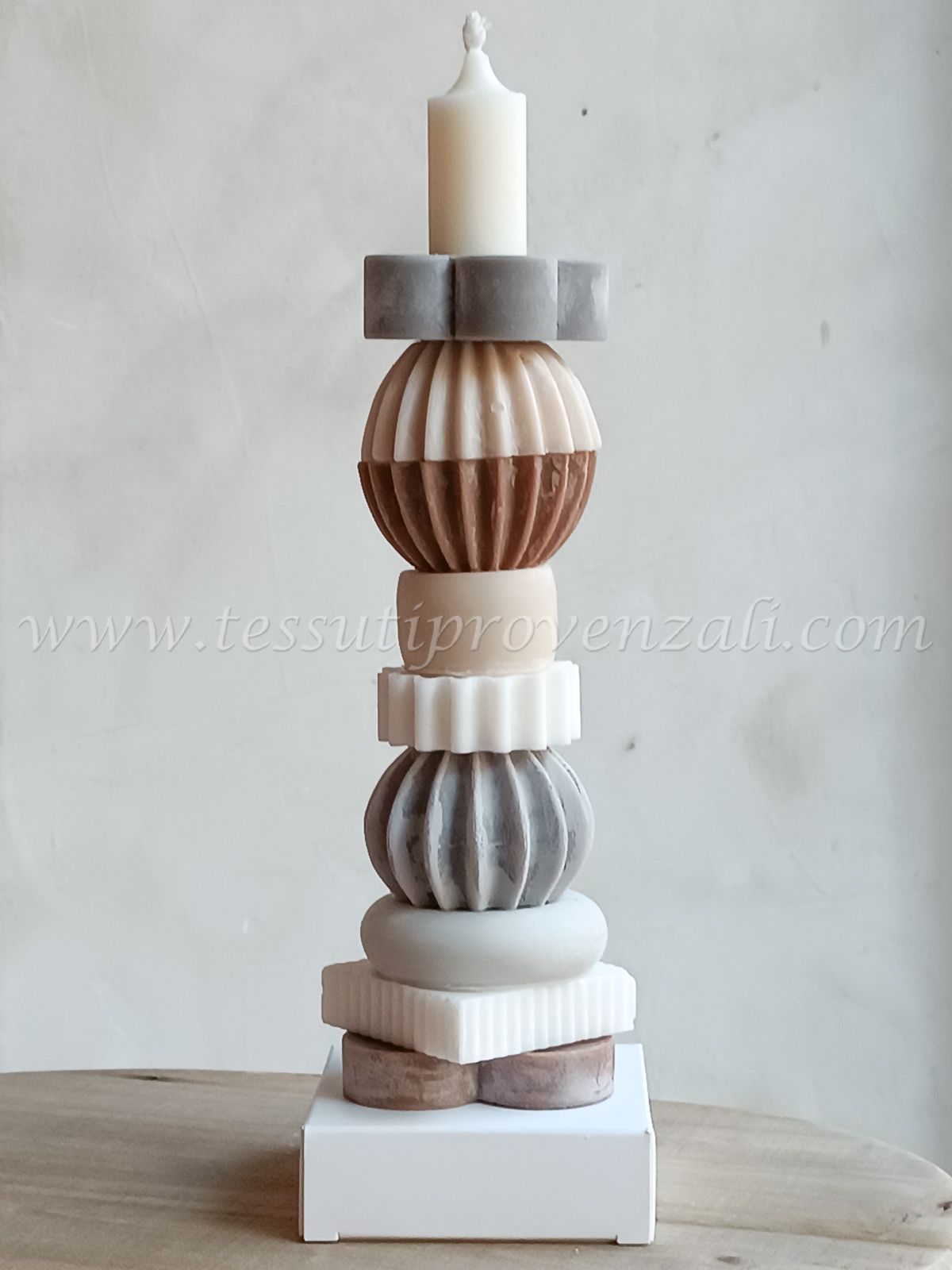 Candela componibile Luminlique con scatola variante colori neutri misura grande altezza cm.24
