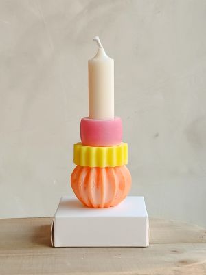 Candela componibile Luminlique con scatola variante colori primaverili misura piccola altezza cm.14