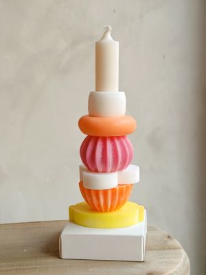 Candela componibile Luminlique con scatola variante colori primaverili misura media altezza cm.19