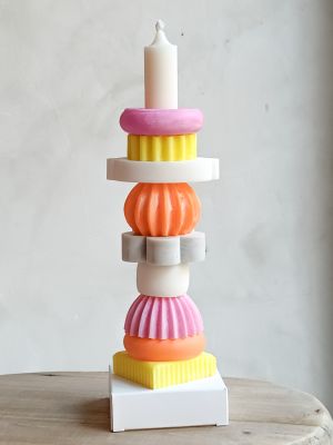 Candela componibile Luminlique con scatola variante colori primaverili misura grande altezza cm.24