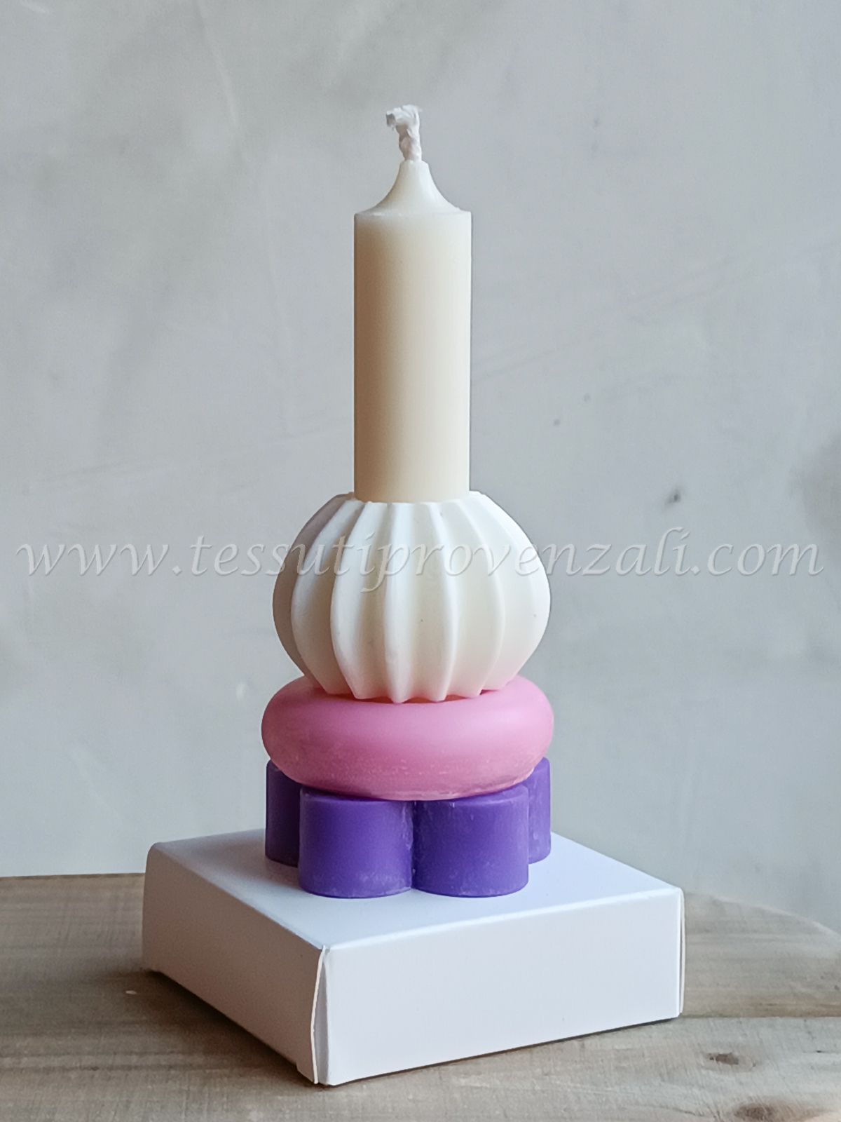 Candela componibile Luminlique con scatola variante colori vivaci misura piccola altezza cm.14