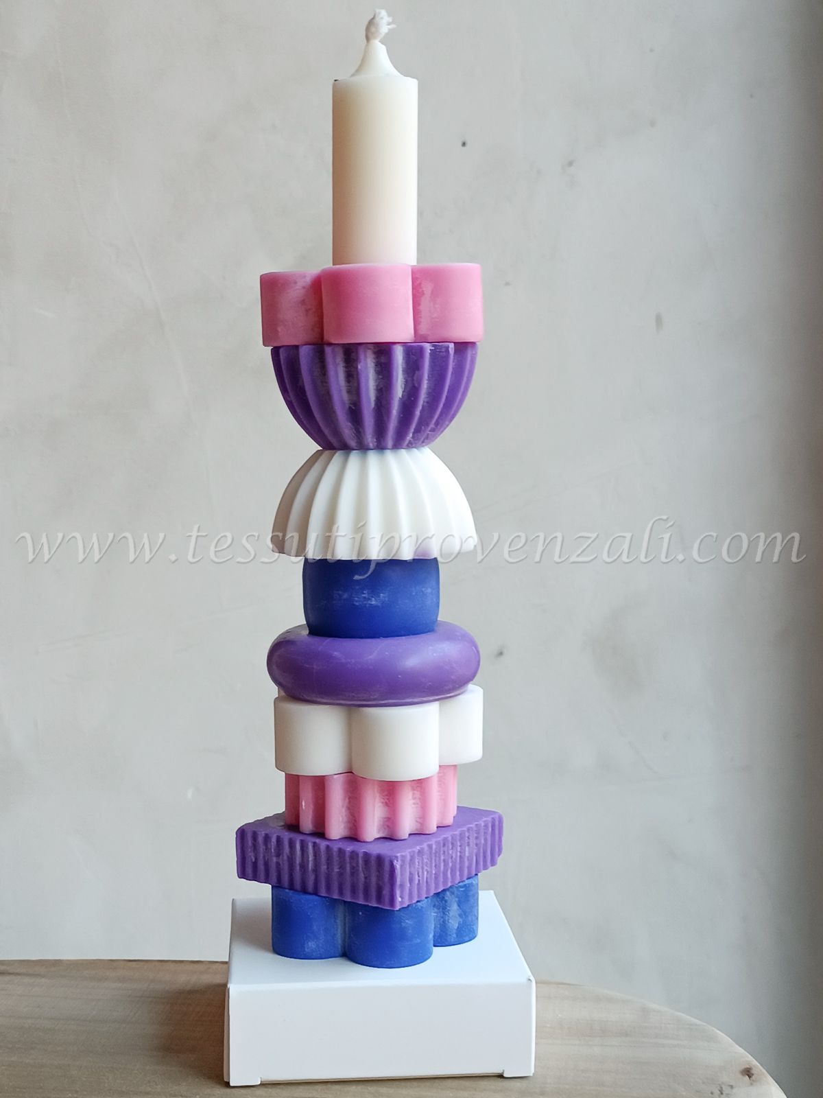 Candela componibile Luminlique con scatola variante colori vivaci misura grande altezza cm.24