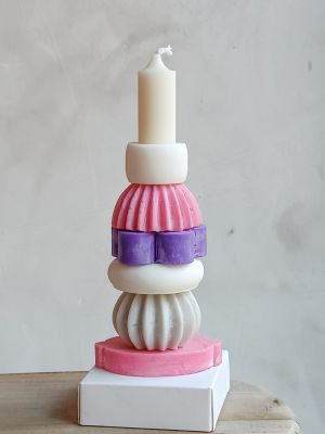 Candela componibile Luminlique con scatola variante colori vivaci misura media altezza cm.19