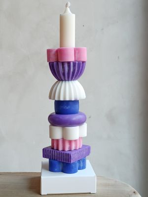 Candela componibile Luminlique con scatola variante colori vivaci misura grande altezza cm.24