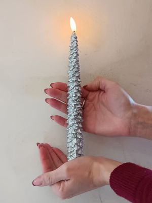 Candela luce led con scatola regalo Brandani colore argento