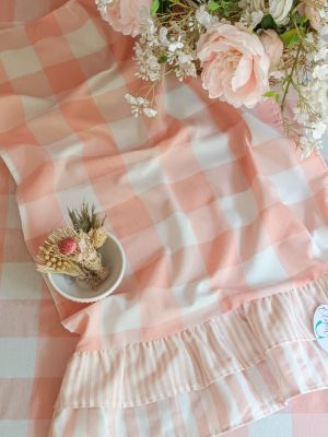 Canovaccio con doppia balza serie Amelie colore rosa