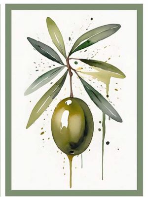 Canovaccio con stampa digitale serie Profumo d'olivo variante oliva