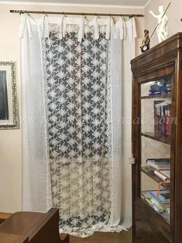 Rideau brise bise en lin transparent avec dentelle | Varvara Home