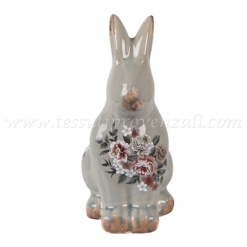 Lapin de Pâques Lapin en Céramique Assis Marron Blanc