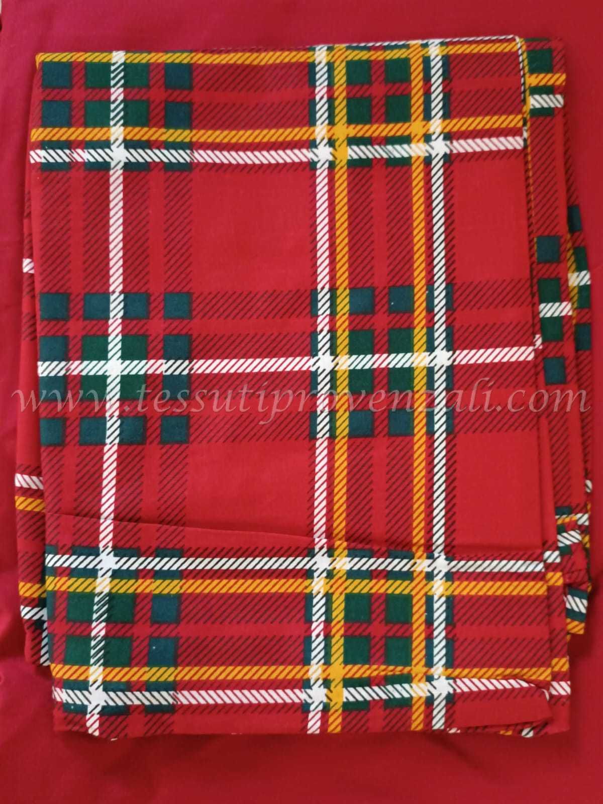 Set Completo Lenzuola In Cotone 100% CapitanCasa: Orsetto Tartan Rosso, Singolo, Lenzuolo Con Angoli 90x200 + Federa