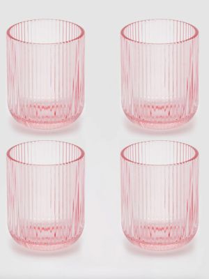 Confezione 4 bicchieri in vetro rosa EDG Enzo de Gasperi altezza cm.9