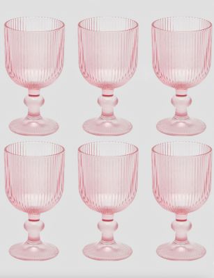 Confezione 6 calici in vetro rosa EDG Enzo de Gasperi altezza cm.14