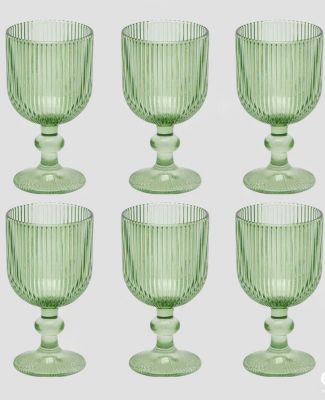 Confezione 6 calici in vetro verde EDG Enzo de Gasperi altezza cm.14