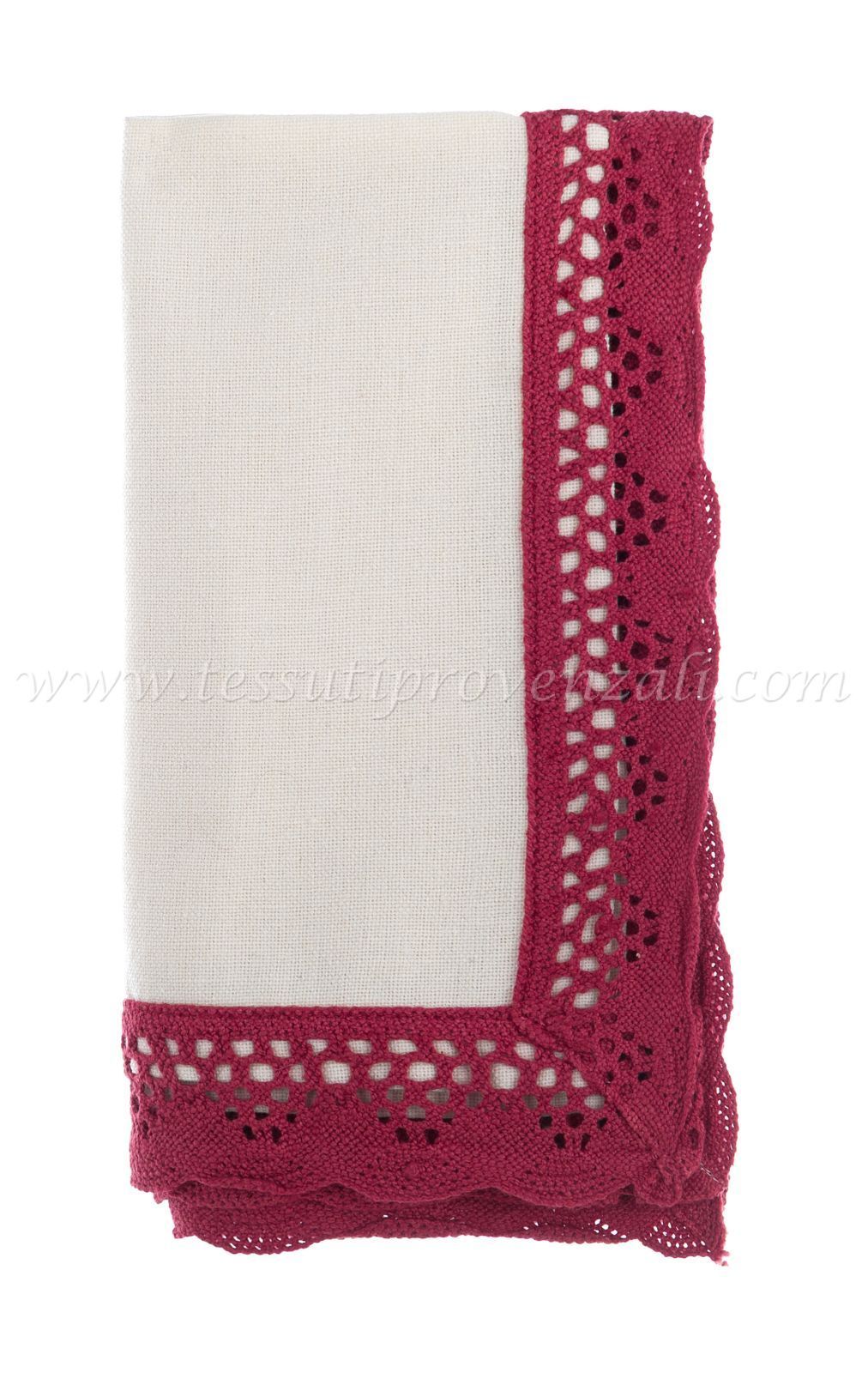 Coppia Tovaglioli con Bordo Crochet Rosso serie Giardino d'Inverno Blanc Mariclo