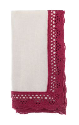 Coppia Tovaglioli con Bordo Crochet Rosso serie Giardino d'Inverno Blanc Mariclo