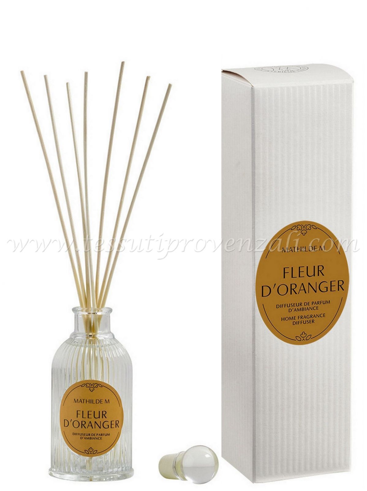 Diffusore profumo ambienti con bastoncini Mathilde M. profumazione Fleur d'Oranger 200 ml.