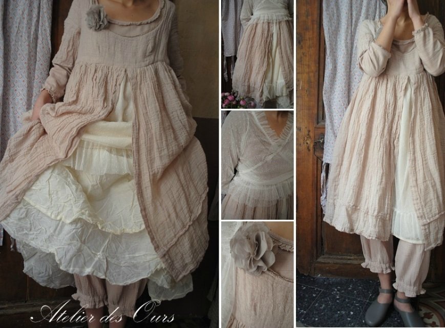 abito-shabby-chic-vintage-tessuti-provenzali-les-ours-d'uzes abito-shabby-chic-vintage-tessuti-provenzali-les-ours-d'uzes