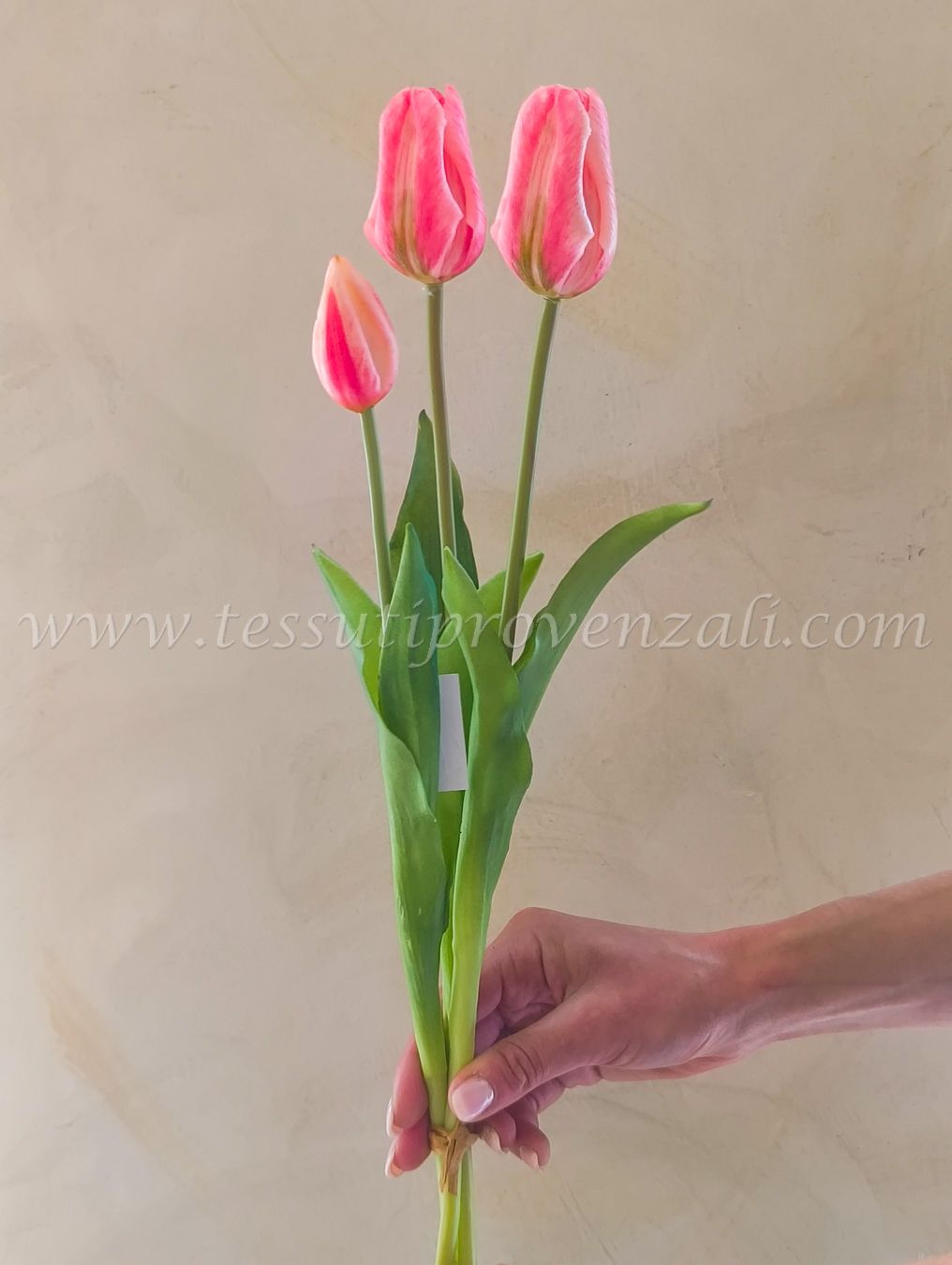 Mazzo di tulipani artificiali real touch EDG 3 steli h. 48 cm.