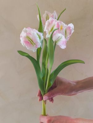 Mazzo di tulipani pappagallo artificiali real touch EDG 3 steli h. 40 cm.