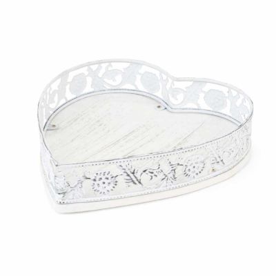 Nuvole di Stoffa vassoio a forma di cuore misura piccola cm.23x5 h. shabby chic