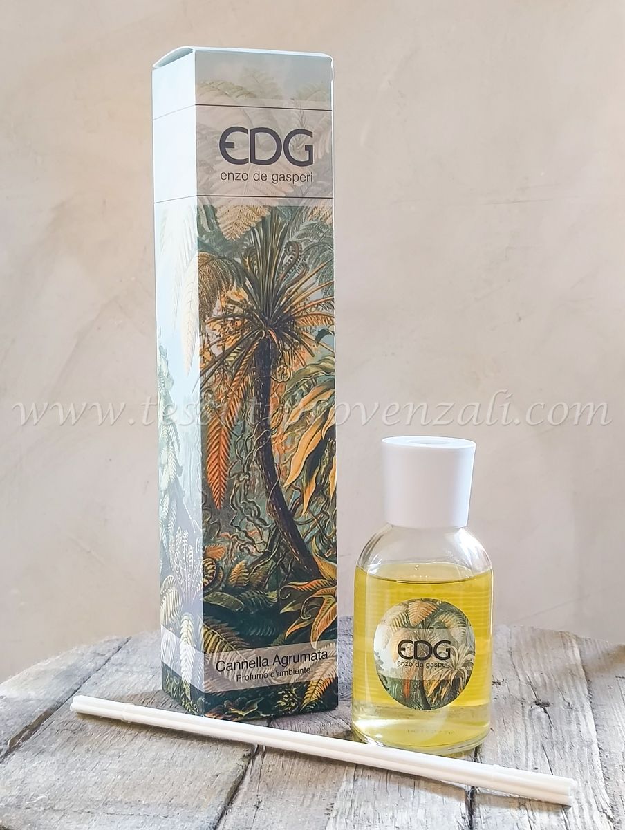 Profumatore ambienti con bastoncini EDG - 100 ml. profumazione Cannella Agrumata