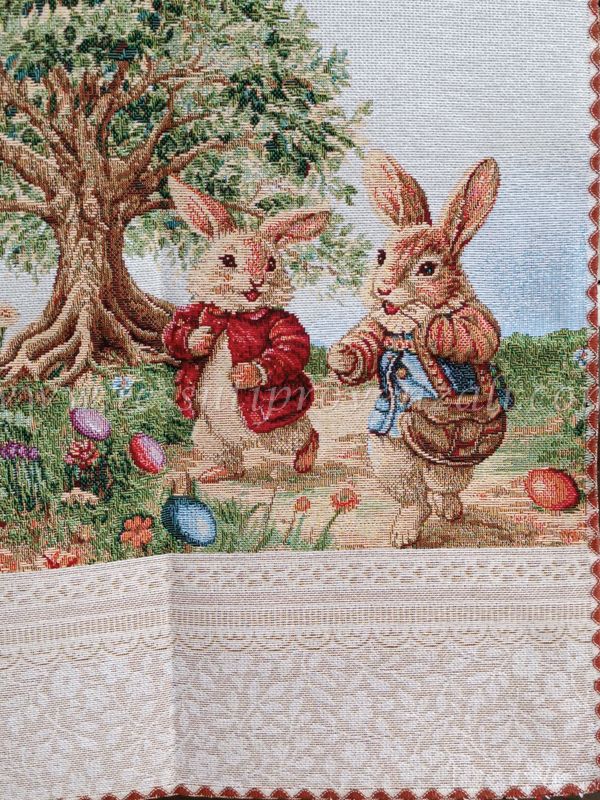 Chemin De Table Pâques - Fleurs Lapins, 40x140 Cm