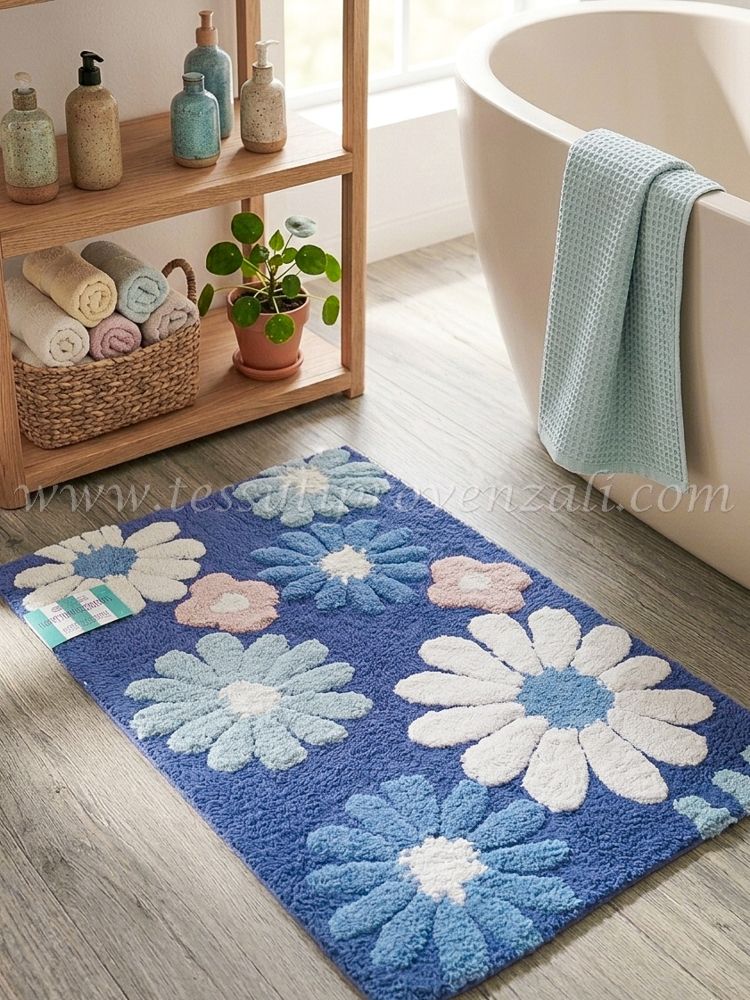 Tappeto serie Margherite cm.55x85 colore blu